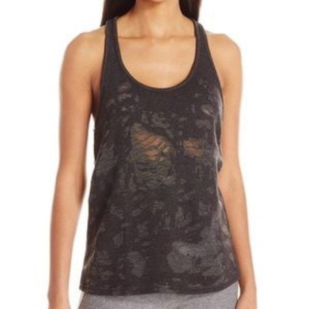 ALO YOGA PURE TANK SIZE L CHARCOAL DISTRESSED NWT
